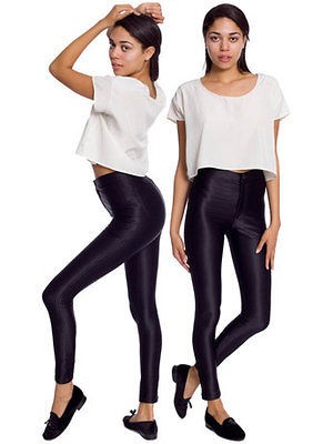 New Genuine American Apparel Disco Pants BLACK S 8 10 Skinny Trousers 