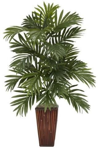 NEARLY NATURAL Artificial 32 Areca Palm Silk Plant Tree w/ Bamboo 