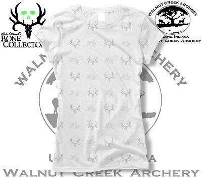 Bone Collector Skulls Antler Logo White/White Ladies Fitted Shirt 303 