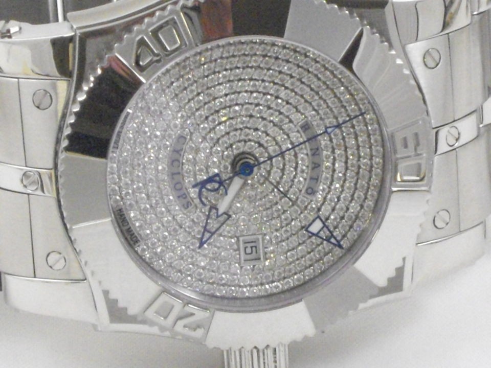 RENATO CYCLOPS AUTOM DIAMOND PAVE DIAL 4/APROX CTS. PRONG SET DIAMONDS 