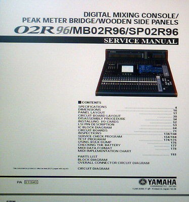 YAMAHA 02R96 DIGITAL MIXING CONSOLE SERVICE MANUAL BOOK BOUND ENG 