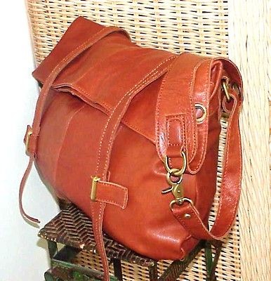 NWT $212 JESSLYN BLAKE Crossbody Eco Friendly Tan LEATHER Mail BAG 