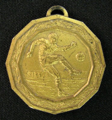 VINTAGE GREEK SOCCER FOOTBALL MEDAL GREECE BRASS SEE