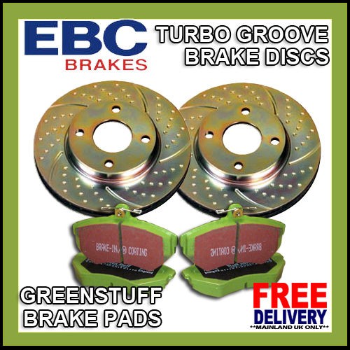 REAR EBC TURBO GROOVE BRAKE DISCS GREENSTUFF PADS HONDA CIVIC 1.7 TD 