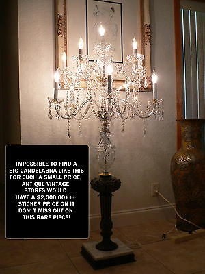 AMAZING RARE VINTAGE FIND, TALL FLOOR CRYSTAL CANDELABRA 11 LIGHT 56H 