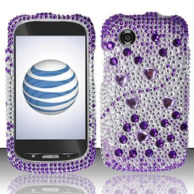   Talk ZTE Merit 990G 2 Tone Purple Full Diamond Snap on Hard Case Cover