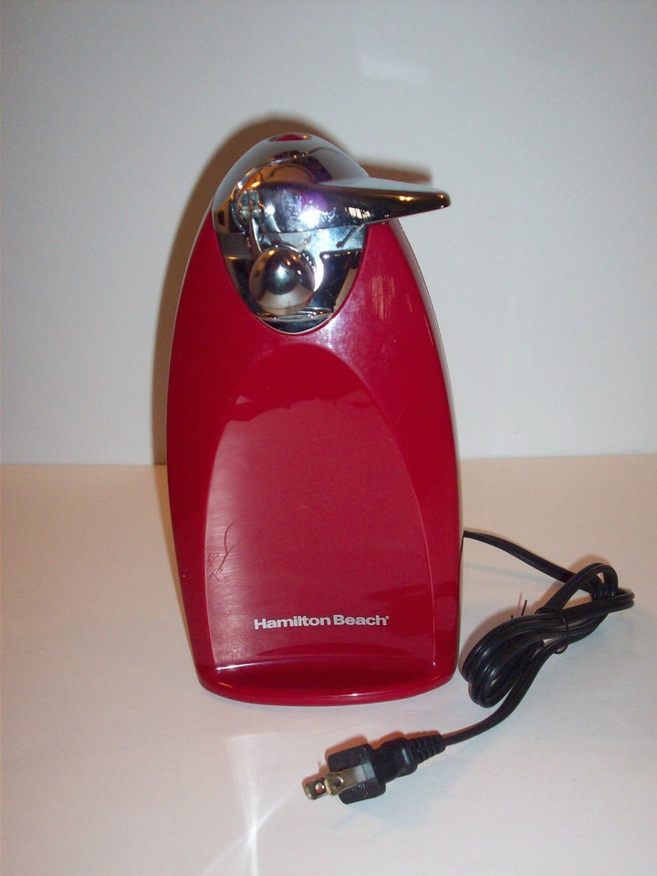 HAMILTON BEACH TALL RED ELECTRIC CAN OPENER EUC