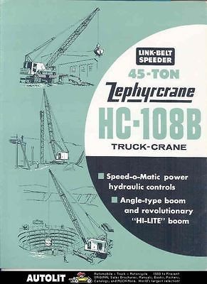 1964 Link Belt Speeder 45Tn Zephyr Truck Crane Brochure