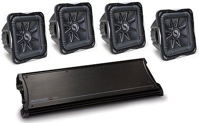 KICKER CAR STEREO ZX2500.1 MONO AMPLIFIER & FOUR S12L7 4 OHM 12 