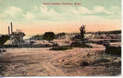 FLORENCE KANSAS LEWIS CRUSHER MINING MINE ANTIQUE VINTAGE POSTCARD 