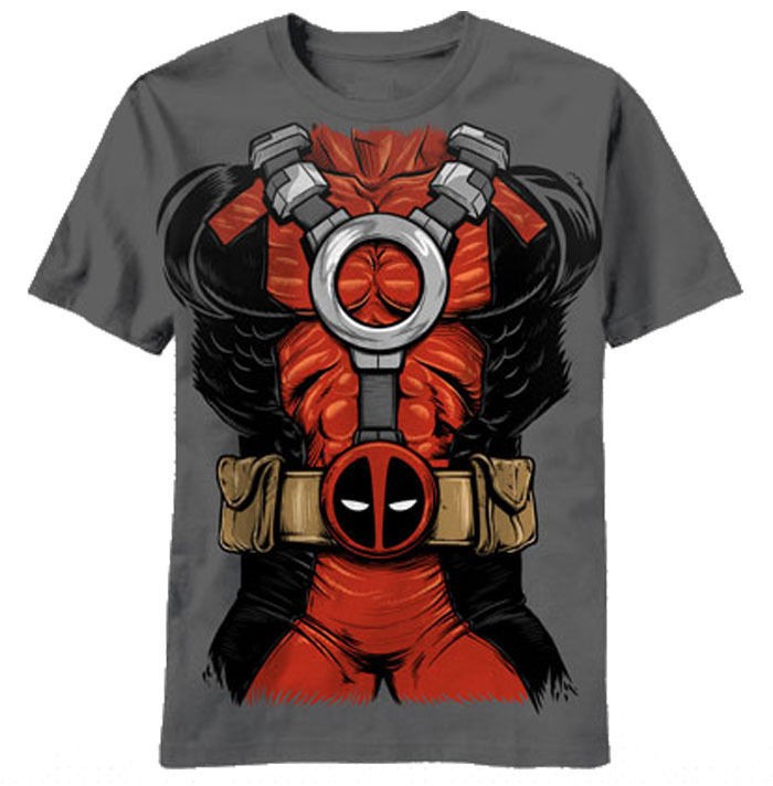 Marvel Dead Pool Costume T Shirt Halloween XMen Movie Cosplay 