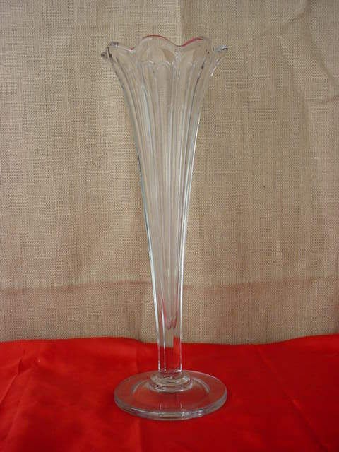 Antique Victorina Heavy Depression Glass Floral Trumpet Vase