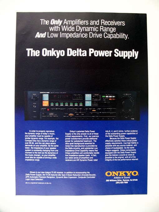 Onkyo Integra TX 85 Stereo Receiver 1984 print Ad