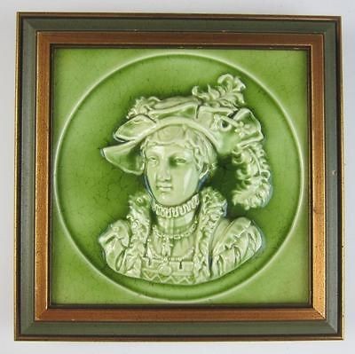 LARGER American Encaustic Tile HIGH RELIEF PORTRAIT AET Co. Ceramic 