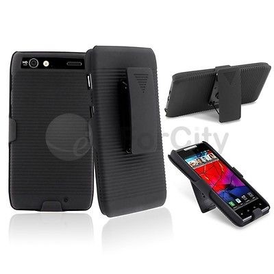 For Motorola Droid Razr XT912 Ribbed Hard Case & Belt Clip Holster W 