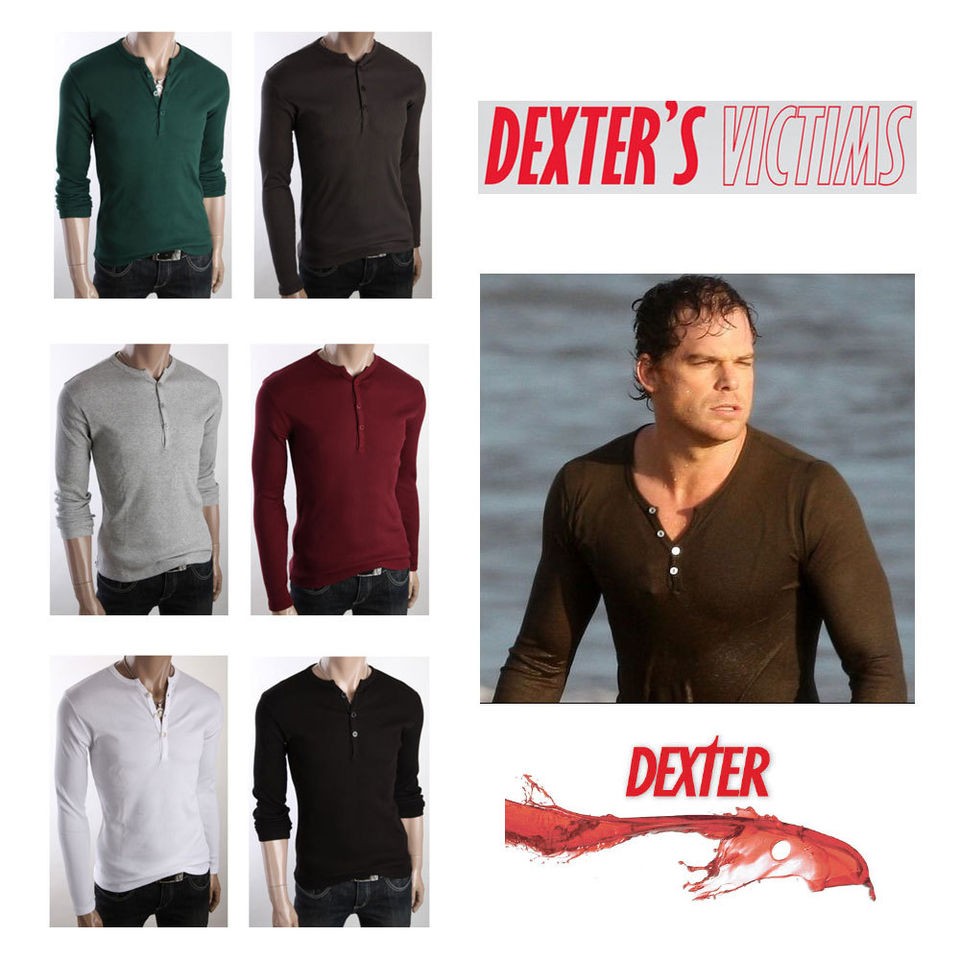 Mens Showtime Dexter Kill Shirt Henley long Sleeve shirts t shirts M