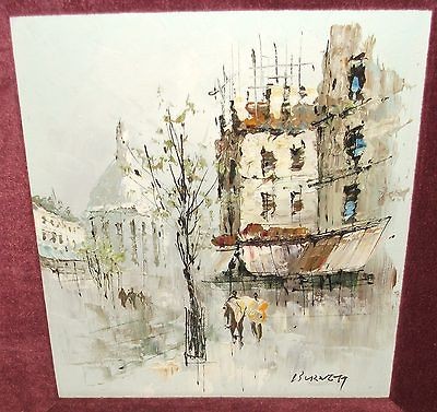 CAROLINE BURNETT PARIS STREET SCENE ORIGINAL OIL ON BOARD PAINTING