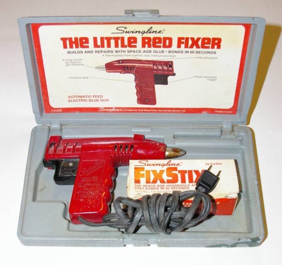 Vintage Swingline The Little Red Fixer Electric Glue Gun With Storage 