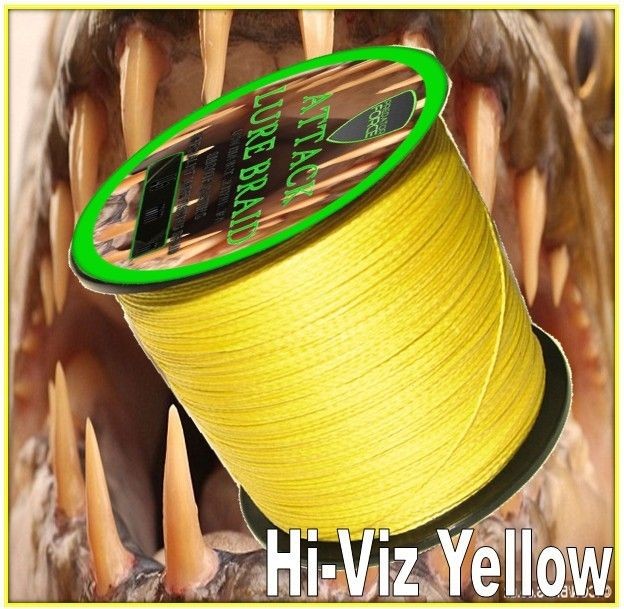 PREDATOR FORCE HI VIZ YELLOW ATTACK LURE BRAID LOW DIAMETER BRAID 