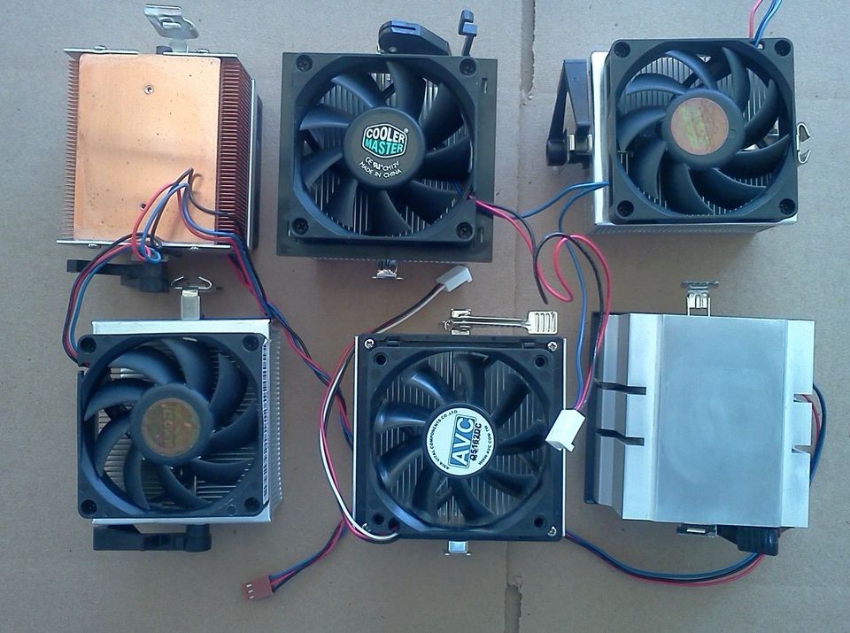 Lot of 6 Used Heatsink Fan Assemblies for AMD ATHLON Socket 754 / 939