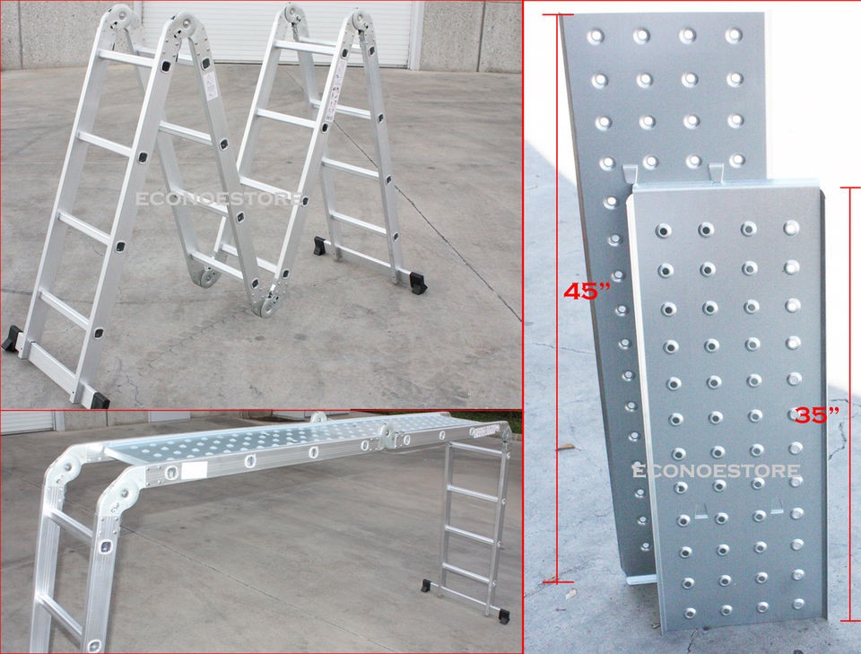   Purpose Aluminum Folding Step Platform Scaffold Ladder 330LB 15.5