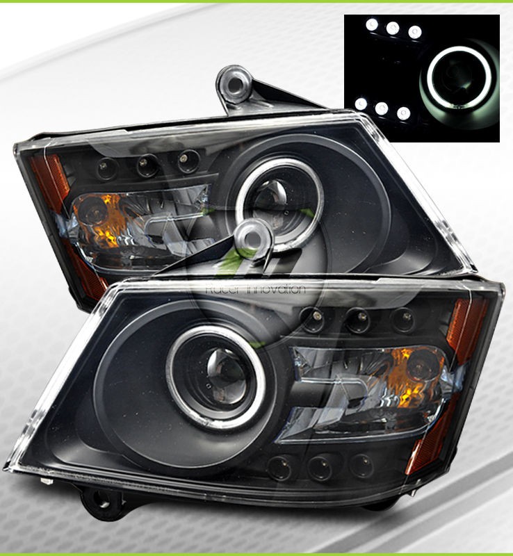 08 10 Grand Caravan CCFL Halo Projector Headlights BLK (Fits Dodge 