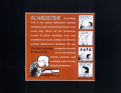 SCHROEDER~PEAN​UTS~Mat Prin~GOTTA KNOW THE FACTS~NEW