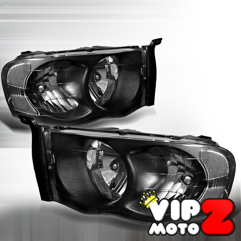 2002 2005 Dodge Ram 1500 HARLEY STYLE Black OE Style Headlight Lamp 