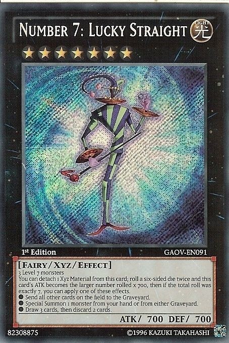 YU GI OH NUMBER 7 LUCKY STRAIGHT   SECRET RARE   GAOV EN091   1st 