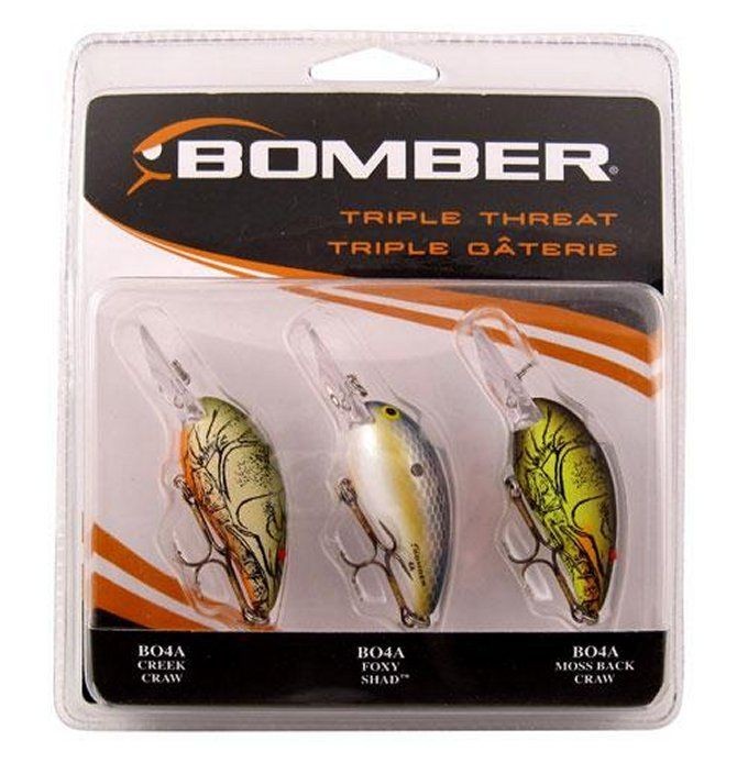 NEW Bomber Model 4A Triple Threat PK3BOMB1 Crankbait Fishing Lures 