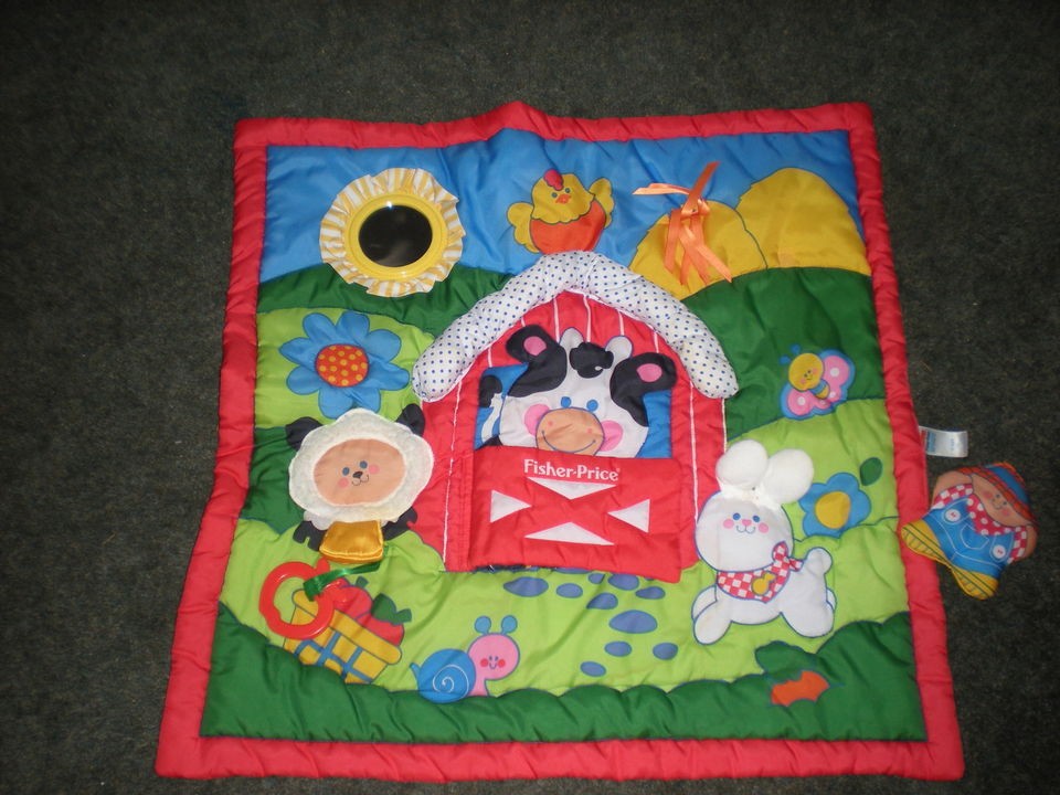   1101 puffalump 1993 LITTLE PEOPLE BABY BLANKET PLAY MAT LOVEY FARM