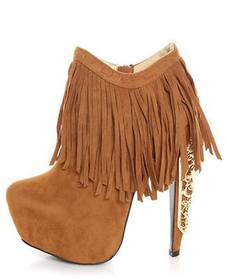   FRINGED FILIGREE PLATFORM BOOTIE IN SIZES 5, 6, 7, 8, 9, 10