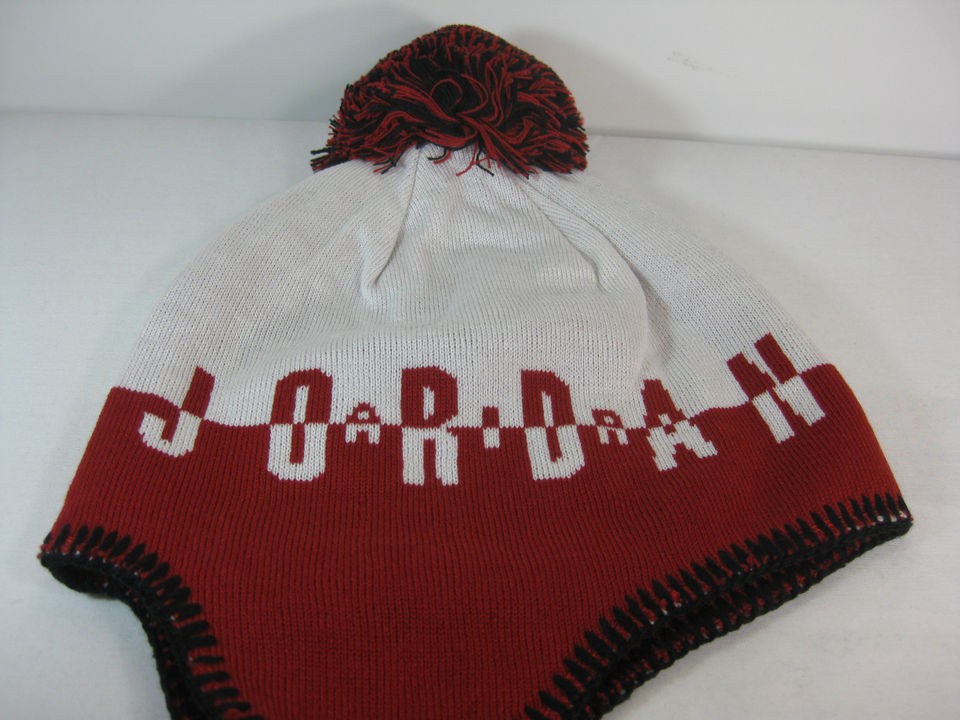 JORDAN HEADWEAR MENS TASSEL BEANIE Red/White Blac​k  507948 695 