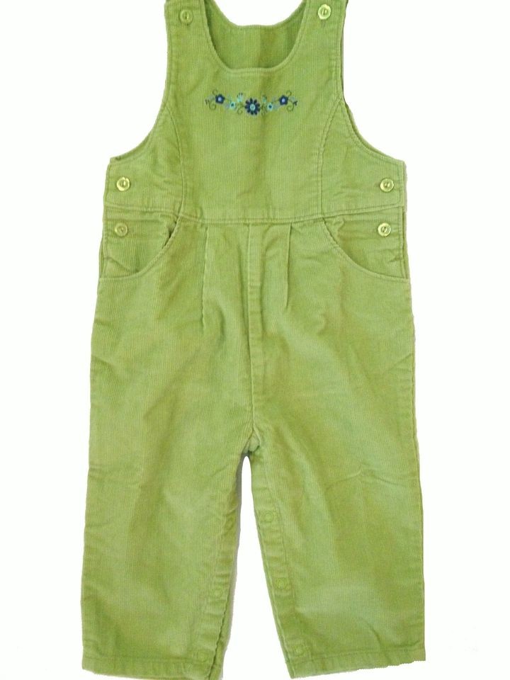 New Lands End Corduroy Overall Infant Baby Girl Size 12 18m Lime Green 