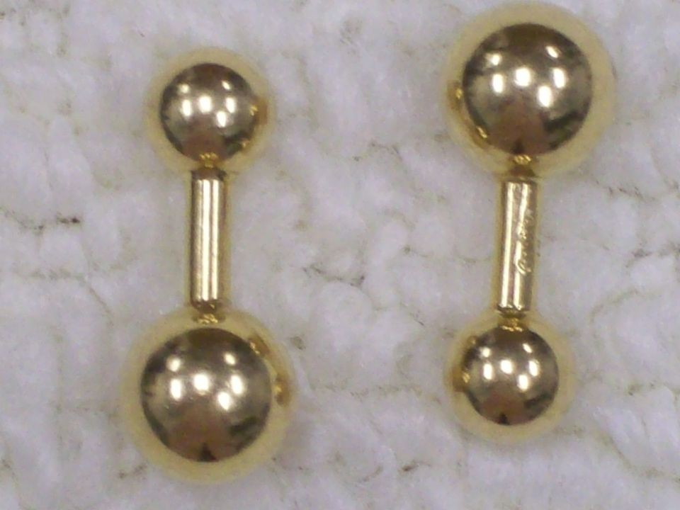 Cartier Cufflinks 18K Gold Vintage Barbells signed 1 1/4 inch Men 