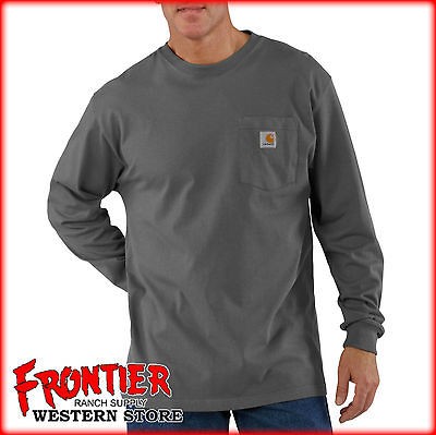 Carhartt Long Sleeve Cotton Pocket T Shirt Charcoal K126 CHR