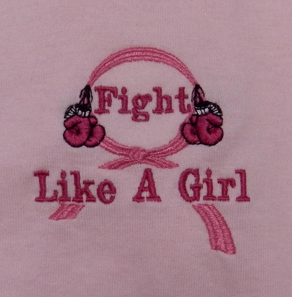 Fight Like A Girl Boxing Glove Pink Ribbon Breast Cancer S/S T Shirt 