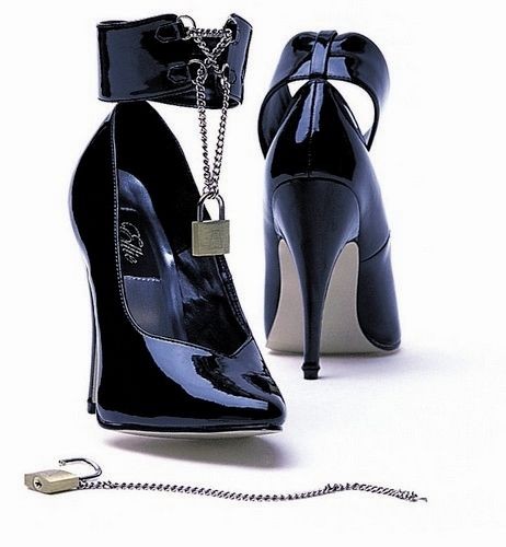   LOCK & KEY NAUGHTY COSTUME GOTHIC ANKLE CUFF STILETTO 5 HEELS PUMP