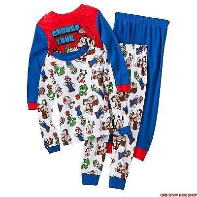   BROTHERS Boys 4 6 8 10 12 Pjs Set PAJAMAS Shirt Pants Luigi Yoshi