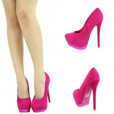 glitter pink high heels in Heels