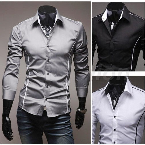 Brand New Mens Luxury Casual Slim Fit Stylish Dress Shirts Top 3 