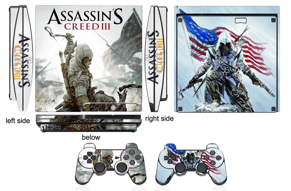 Skin Sticker for PS3 PlayStation 3 Slim and 2 controller skins 