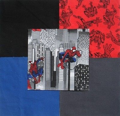 25 6 Amazing SPIDERMAN Super Hero Gray Building Red Spidey Quilt 