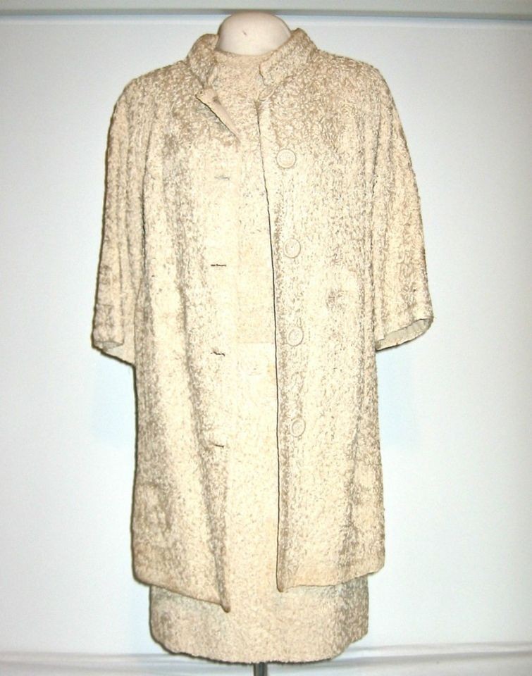 VINTAGE ECRU HAND LOOMED RIBBON KNIT LACE THREE PEICE SUIT