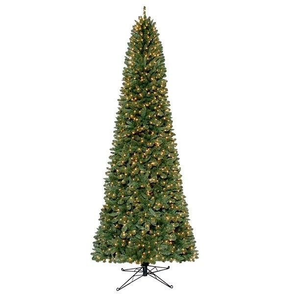 12 Grand Slim Fir Christmas Tree Prelit w/1300 Clear Lights & Storage 