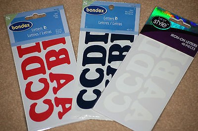 IRON ON LETTERS ABOUT 1 1/2 40 LETTERS  CHOIC​E OF RED WHITE NAVY