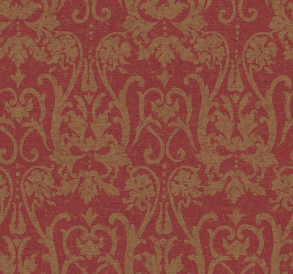 WALLPAPER SAMPLE Red and Gold Large Victorian Damask