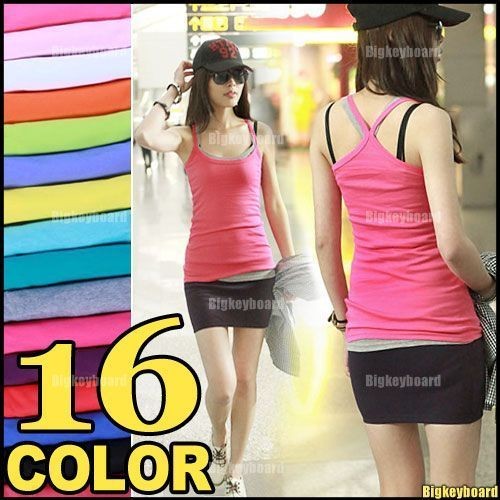 Womens Sleeveless Vest Fitted T Shirt No Sleeve Cami Spaghetti Strap 