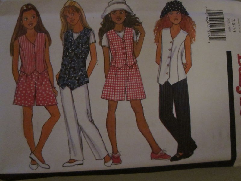 Butterick Pattern 3921 Girls Vest Top Culottes 7 14 FF