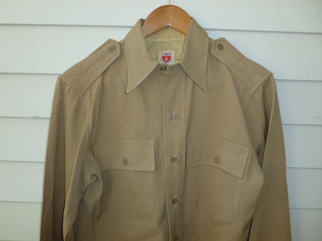 AAF GI Officer Khaki Gabardine Wool Shirt Custom Tailored w Label